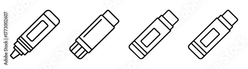 Illustration of black and white chisel tip highlighter markers set for drawing and sketching design