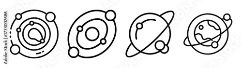 Explore space planets orbits and galaxies vector illustration for astronomy and science projects