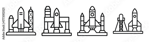 Collection of space rocket launch vehicles vector illustration for space exploration design