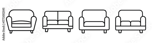 Four different armchair styles vector illustration for furniture design and interior decor ideas