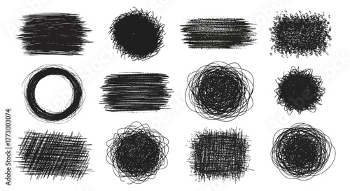 Scribble Brush Strokes Hand-Drawn Doodles and Texture Elements for Graphic Design