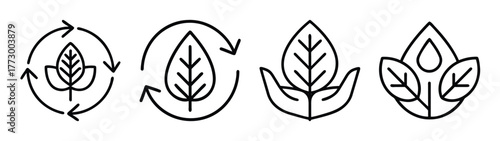 Set of organic leaves vector design for eco friendly products and natural beauty brands graphic element
