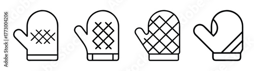 Oven mitts vector illustration set kitchen cooking gloves potholders safety equipment design element