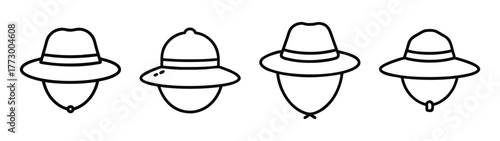 Illustration of four stylized chess pieces with different shapes and sizes in black and white