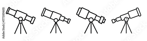 Telescope illustrations for astronomy stargazing science education and exploration vector graphic design