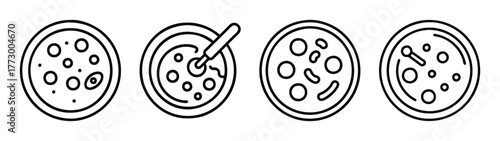 Delicious pizza preparation stages vector illustration for pizzeria and restaurant menu design