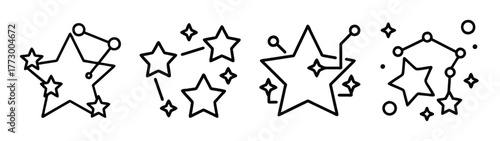 Starry night sky constellation outline drawing celestial stars astronomy astrology design space cosmos