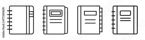 Download outline vector illustration of different types of binders and notebooks for free use design