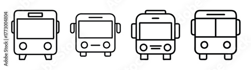 Bus transportation vehicle public transport outline drawing vector design front view clip art image