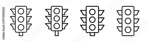 Traffic light outline vector illustration set for road safety and transportation design element