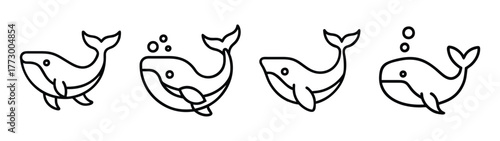 Whale outline drawing ocean animal illustration cute whale sketch marine life simple whale design vector art