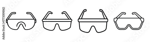 Safety glasses goggles vector illustration: eye protection eyewear for work and lab safety equipment