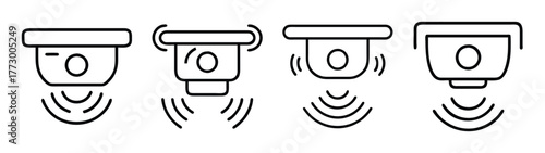 Motion sensor detection icon set vector illustration for smart home and security system design