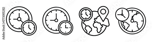 World time zones global time management international clock schedule appointment concept vector design