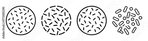 Illustration of bacteria cells microbiology and germs in black and white vector design art