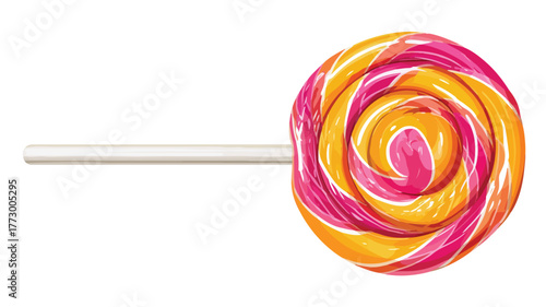Colorful Lollipop on Stick with White Background Vector Illustration