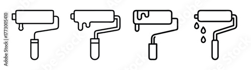 Paint roller vector illustration set for home improvement and painting projects and diy design