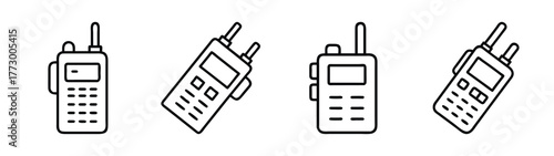 Walkie talkie radio communication device portable two way radio transceiver handie talkie set vector
