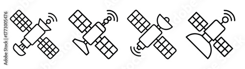 Satellite communication technology vector illustration for global network and space exploration design