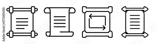 Download scroll document vector icon set antique paper roll parchment illustration graphic design image