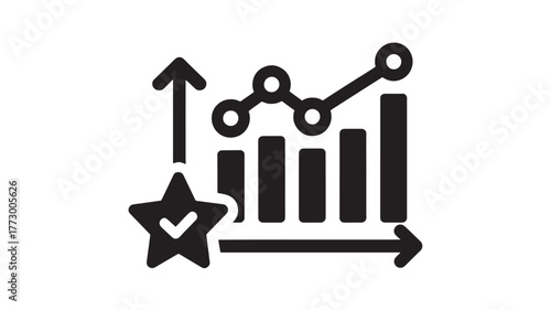 Financial chart icon with upward trend vector illustration for business analysis isolated on white background
