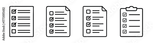 Checklist vector icon set, task list, to do list, survey form, project plan, and clipboard icon