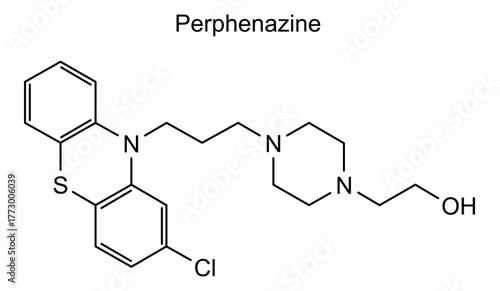 Perphenazine, chemical structure of perphenazine, drug substance
