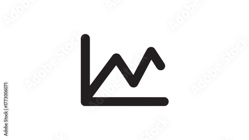 Simple line graph icon minimalist vector illustration for business presentation isolated on white background