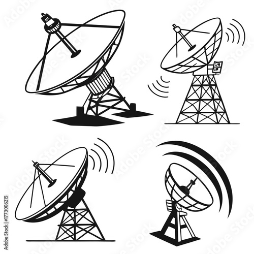 Four satellite dishes on