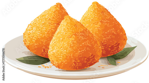 Delicious Deep Fried Brazilian Coxinha Served on Plate Vector