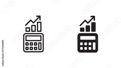 Calculator with bar graph icon simple flat vector design for finance and accounting isolated on white background