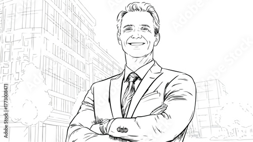 Confident Wealthy Businessman Smiling in Successful Professional Portrait