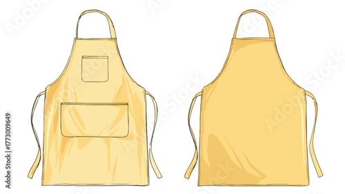 Professional Yellow Kitchen Apron Vector Illustration for Cooking