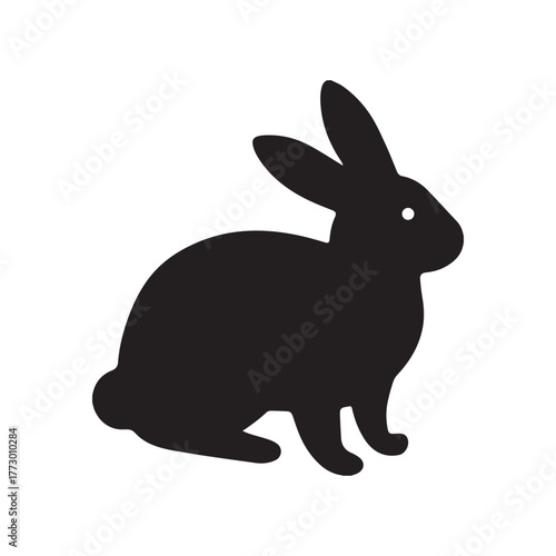 Rabbit silhouette vector illustration on white background.