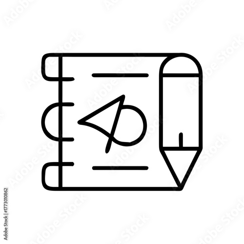 Note-taking concept with illustrated notebook and pencil outline  