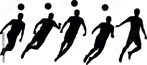 Football Soccer Silhouette Action with Ball over Head Players Team Sport