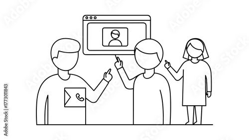 People having a video call, online communication