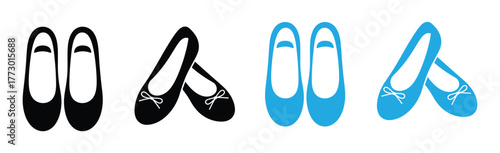 Template vector mary jane shoes, square toe ballet flats with strap hand-drawn collection, suitable for your custom mary jane shoes design. Outline vector doodle illustration