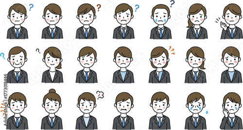 Diverse Business People Avatars Expressing Wide Range of Emotions