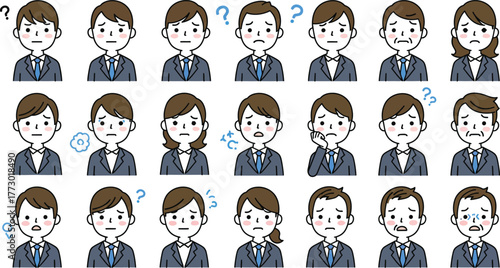 Business Professionals Expressing Diverse Emotions & Queries