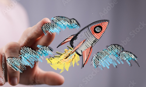 Abstract hand drawing rocke...