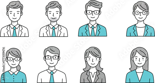 Diverse professional business avatars for user profiles and team members