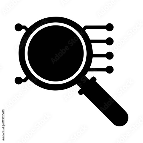 Search engine optimization magnifying glass for data analysis and digital research tool icon vector