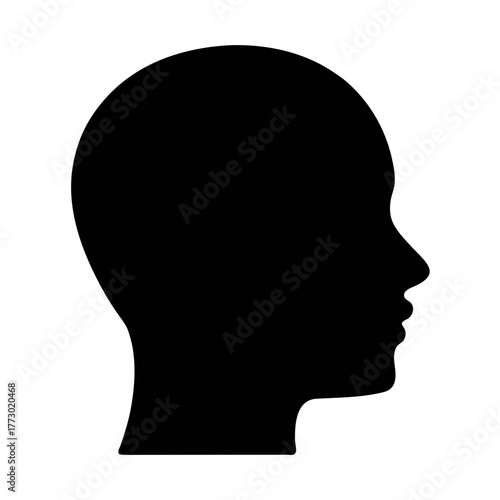 Black head silhouette profile vector illustration for medical and design projects graphic element