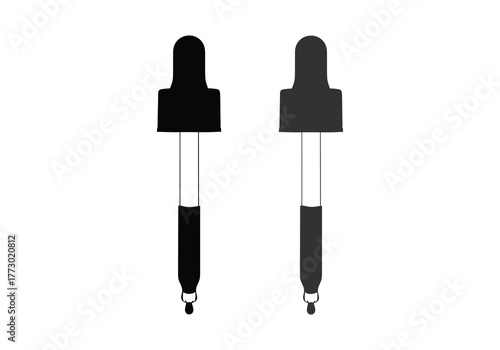 Two droppers with dark liquid isolated on a for science or medicine