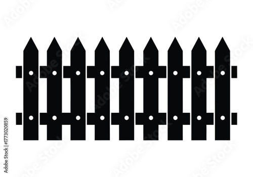 Simple black wooden picket fence image a classic garden boundary for outdoor scenes