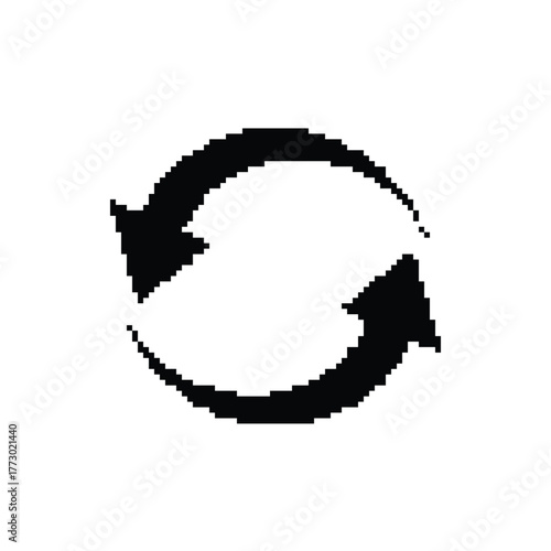 Rotating Arrows Pixelated Symbol for Refreshing or Syncing