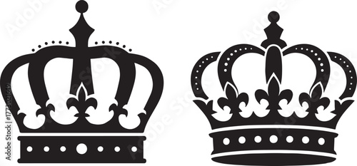 royal crown set silhouette line art vector. eps