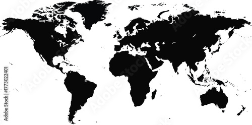 Detailed world map vector illustration showing country and state borders, isolated on white background in high-quality PNG format