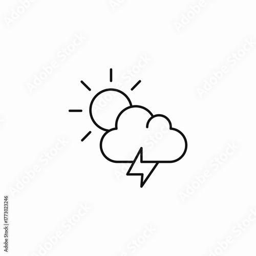 daytime stormy lightning icon sign vector